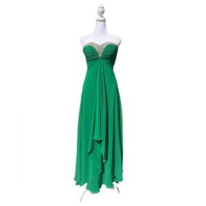Faviana Size 2 Green Strapless Formal Gown – Elegant Evening & Prom Dress
